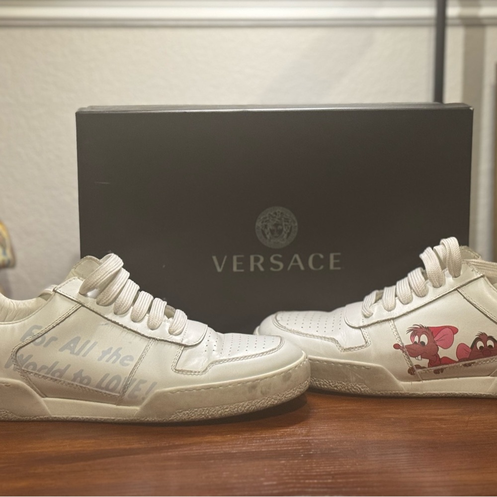 Versace White Sneakers with Cartoon Design